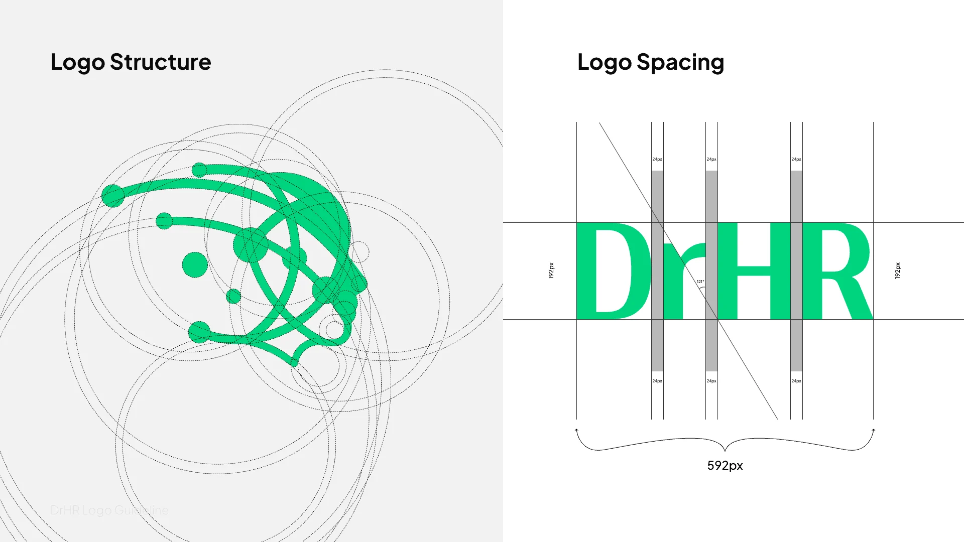 Logo construction on circles and the wordmark spacing grid